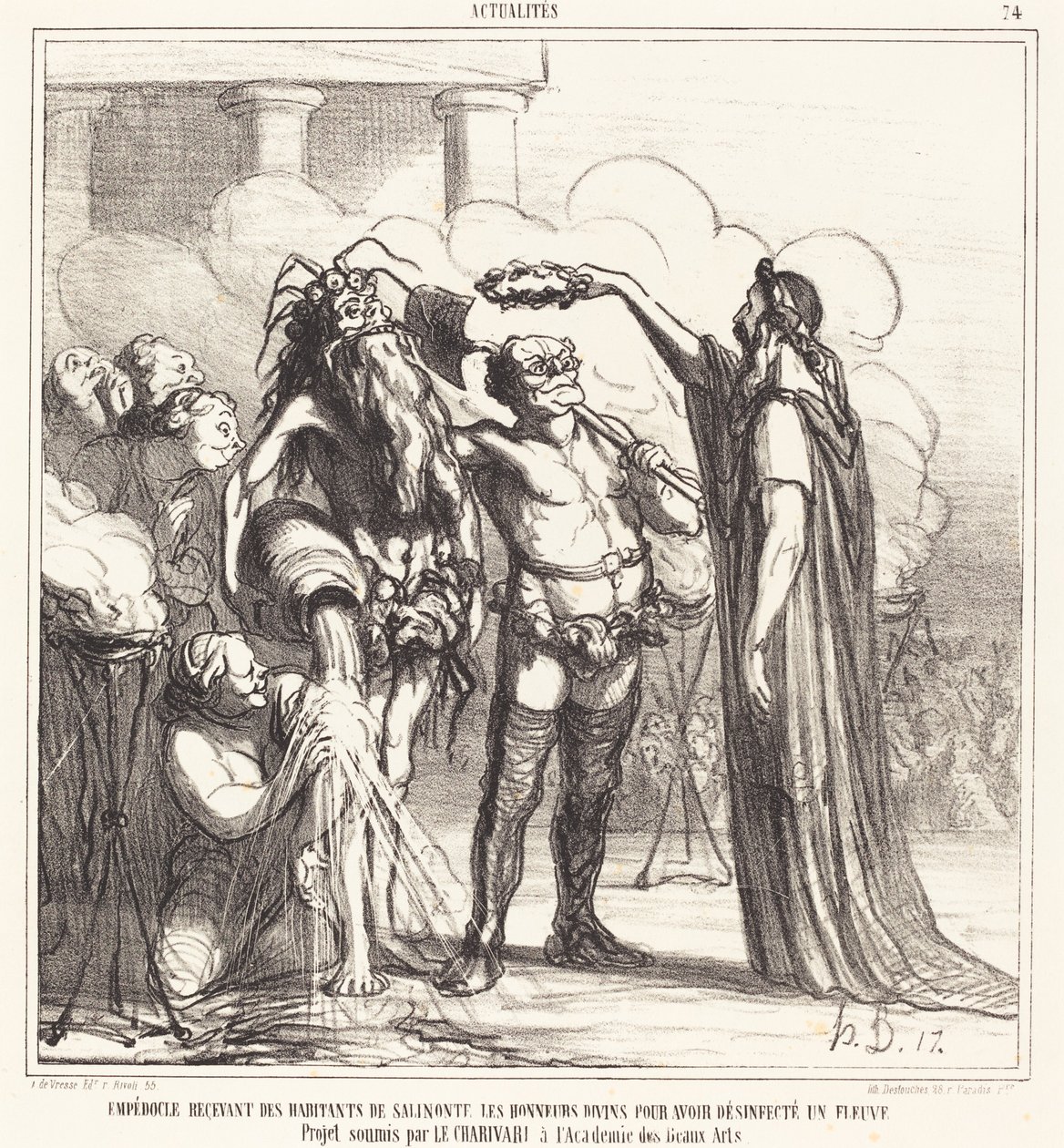 Empedokles odbierający... boskie zaszczyty... autorstwa Honoré Daumier