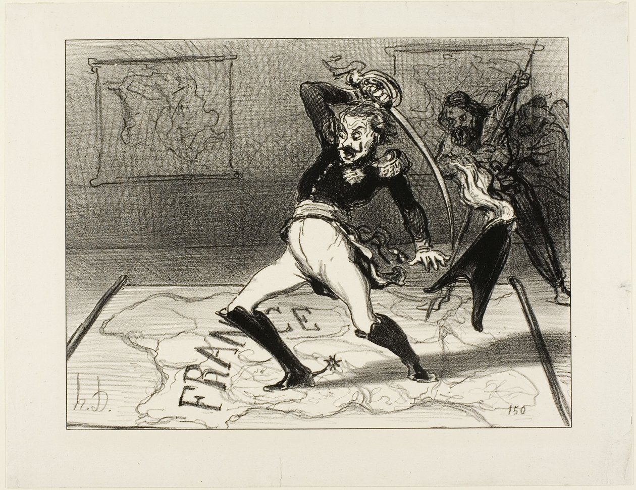 Cesarz Mikołaj pracujący w swoim gabinecie, tablica 94 z Actualités, 1850 autorstwa Honoré Daumier