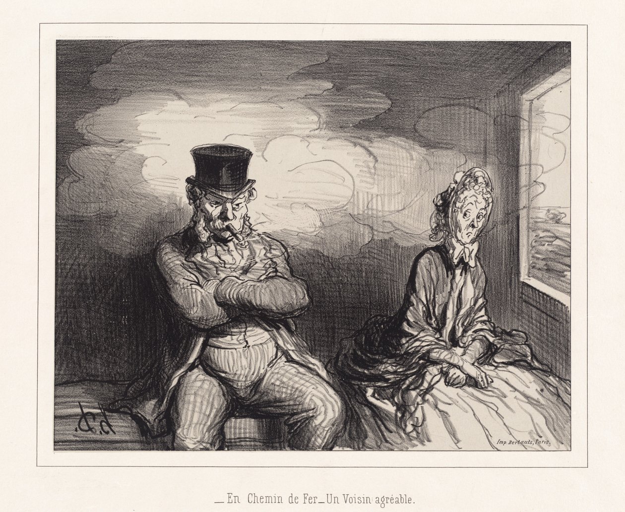 Na kolei... Przyjemny sąsiad autorstwa Honoré Daumier