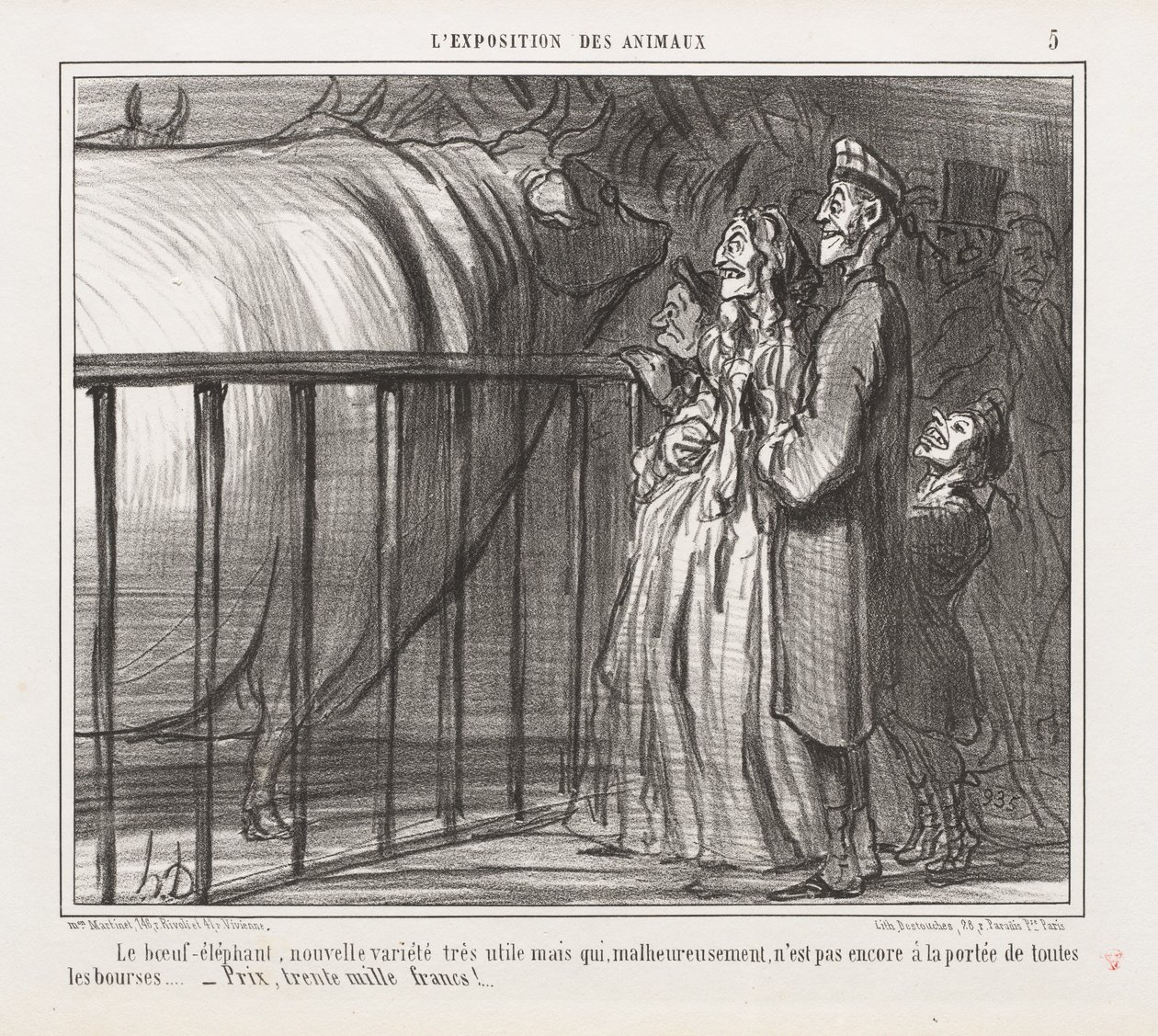 Ekspozycja Zwierząt : Pl. 5, Krowa-Słoń, Nowa Odmiana.... autorstwa Honoré Daumier