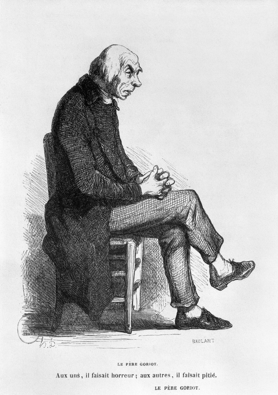 Ojciec Goriot, ilustracja z „Le Pere Goriot” Honore de Balzac (1799-1850) sztychowana przez A. Baulanta (fl.1840-50) autorstwa Honoré Daumier