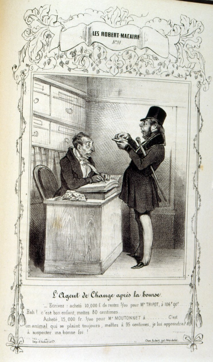 Ilustracja o ideach i legendach Philipon, pod tytułem Les Cent i Robert Macaire autorstwa Honoré Daumier