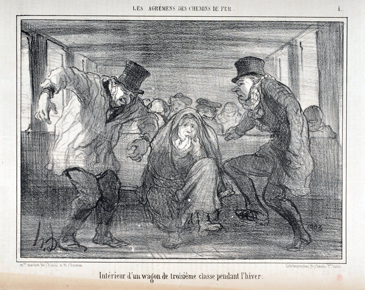 Ilustracja do serii „Les Agrements des Chemin de fer” autorstwa Honoré Daumier