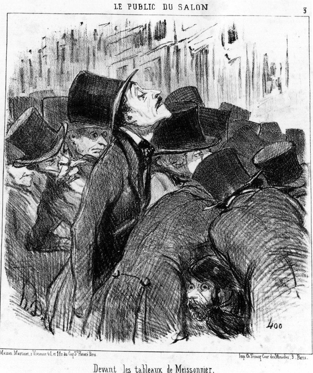 Przed obrazami Meissonniera, zaczerpniętymi z serii kreskówek „Obrazy i salony” Honore Daumiera (1808-1879). „Charivari” autorstwa Honoré Daumier