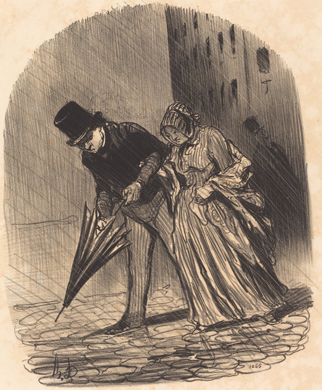 Wada parasola ze zbyt skomplikowanymi sprężynami autorstwa Honoré Daumier