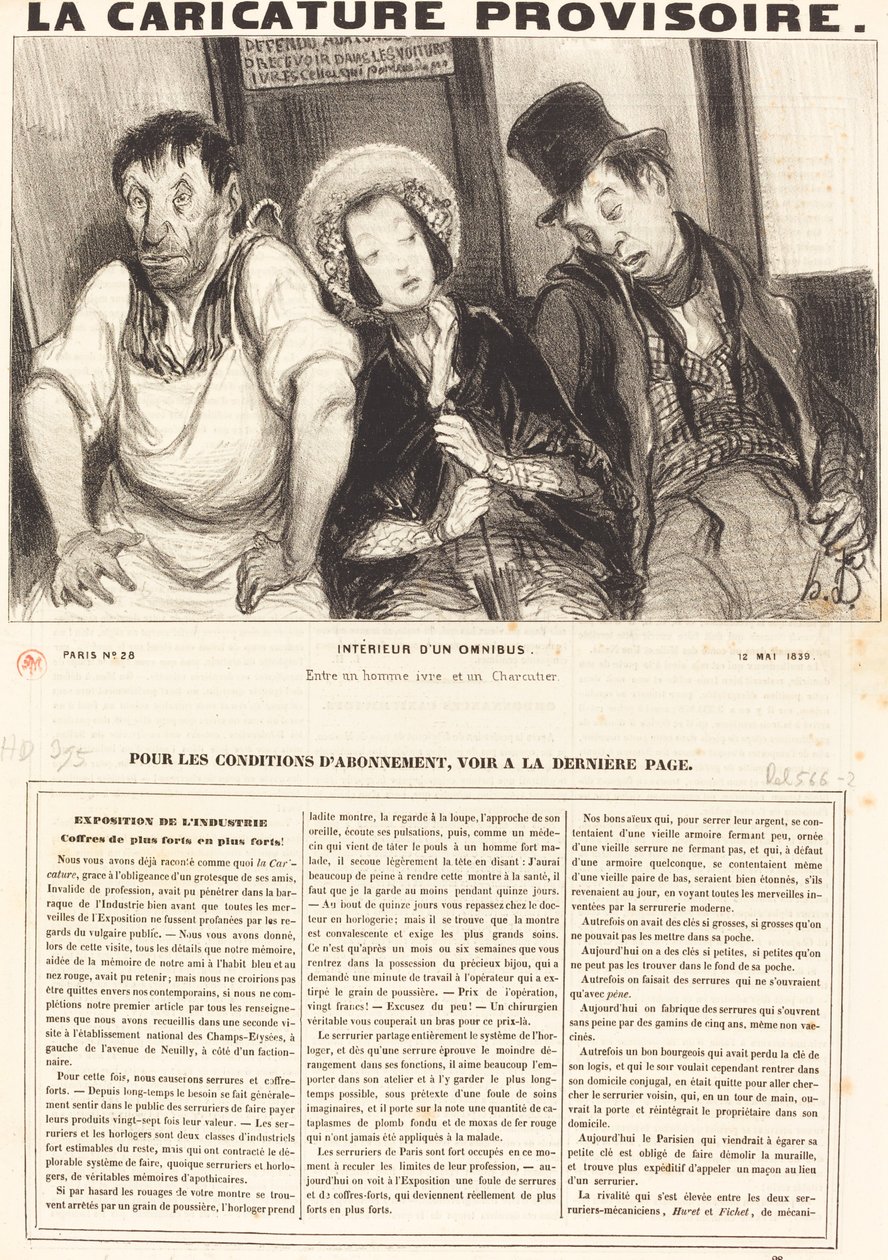 Wnętrze omnibusa autorstwa Honoré Daumier