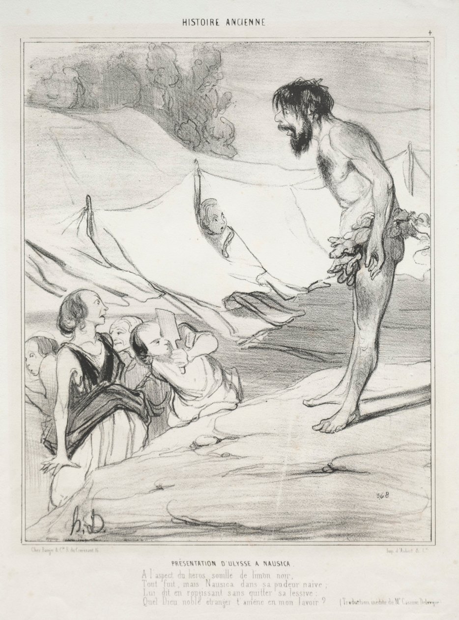 Wprowadzenie Odyseusza do Nausica autorstwa Honoré Daumier