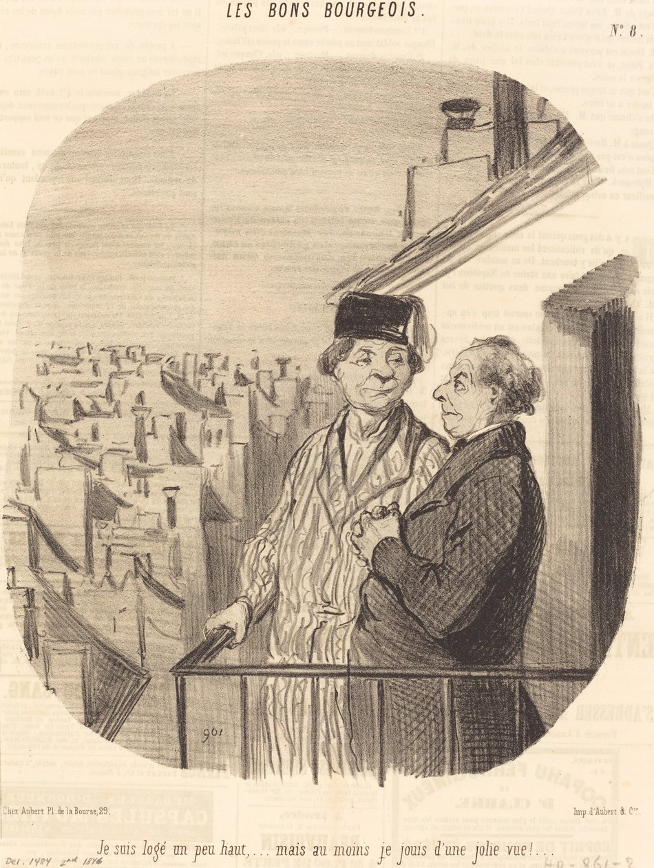 Mieszkam trochę wysoko... ale... cieszę się ładnym widokiem! autorstwa Honoré Daumier