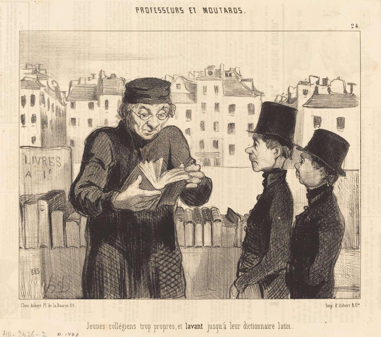 Młodzi studenci… zmywają swój łaciński słownik autorstwa Honoré Daumier