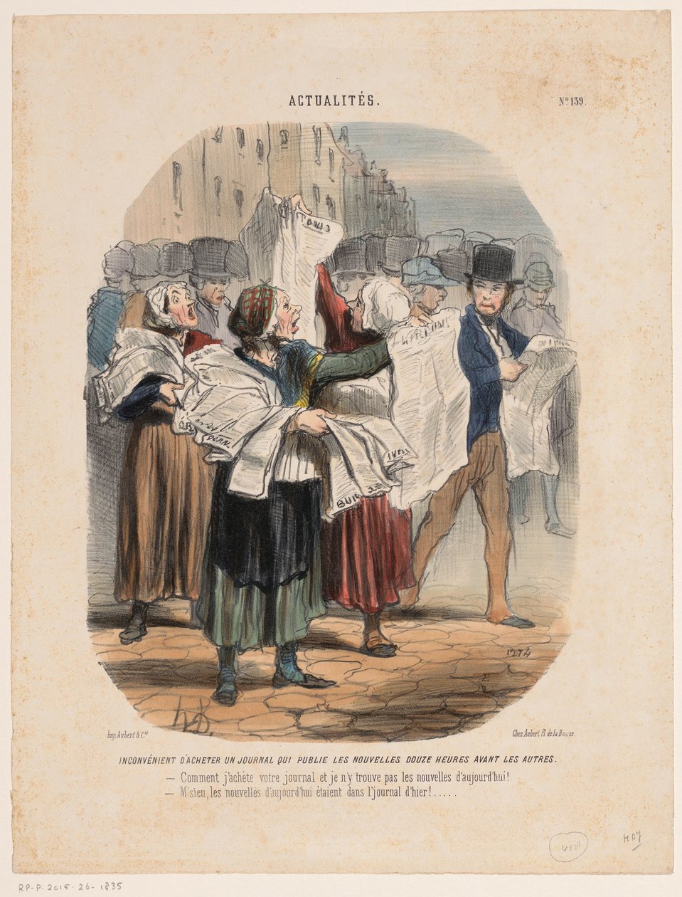 Sprzedawcy gazet Sprawy bieżące (tytuł serii) Aktualne (tytuł serii na obiekcie) autorstwa Honoré Daumier