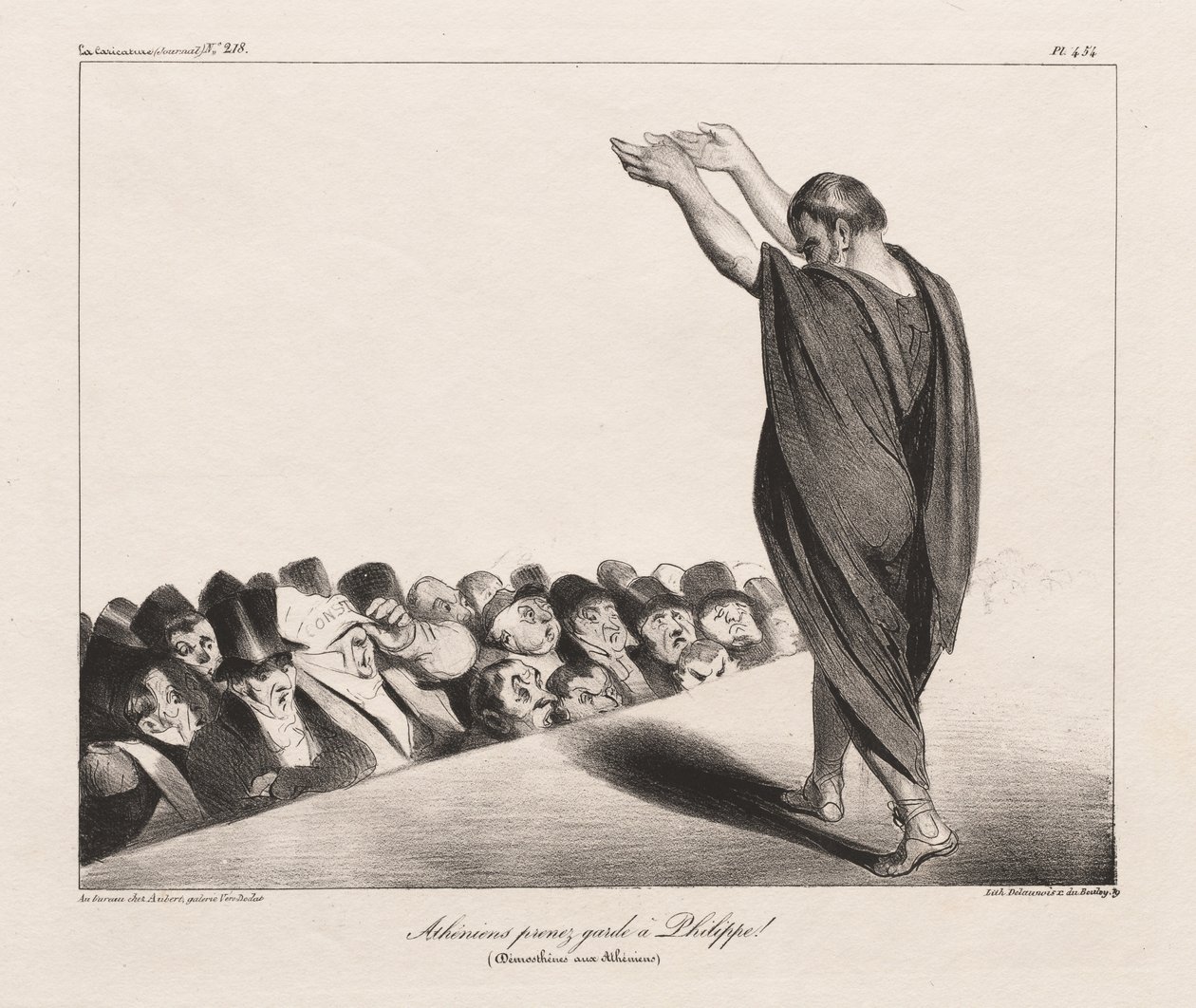 La Karykatura, Pl. 454, Ateńczycy strzeżcie się Filipa! autorstwa Honoré Daumier