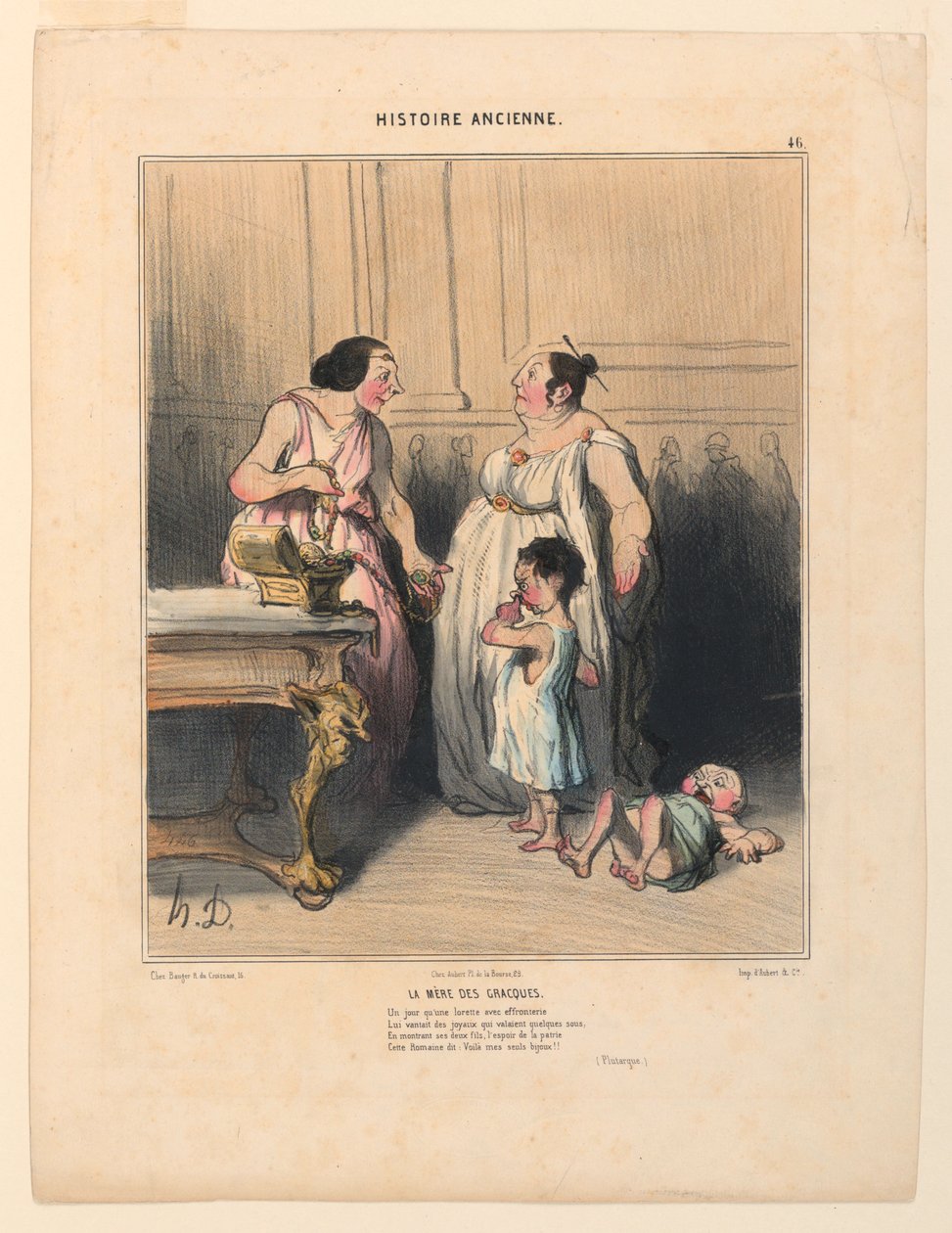 Matka Gracchi, tablica 46 z Historii Starożytnej autorstwa Honoré Daumier