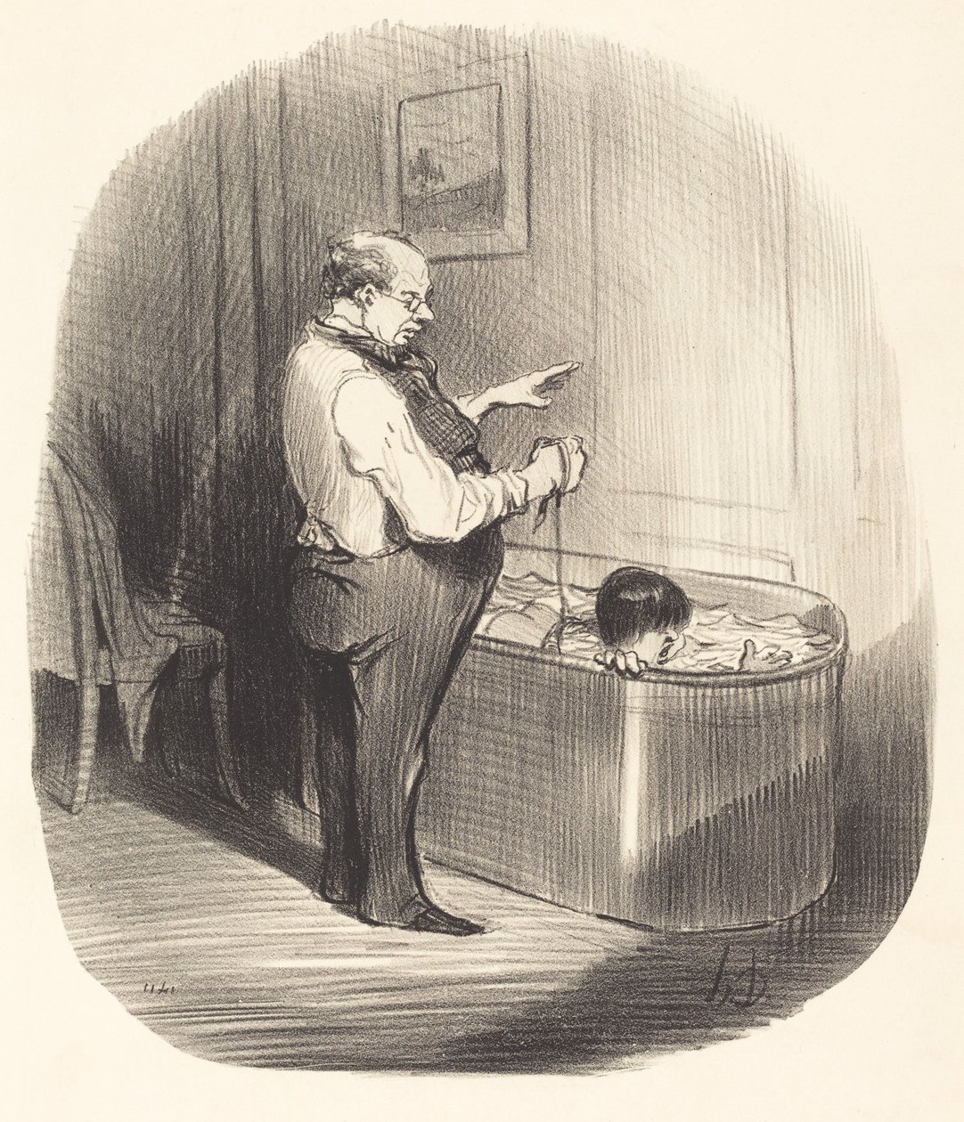 Pierwsza lekcja pływania autorstwa Honoré Daumier