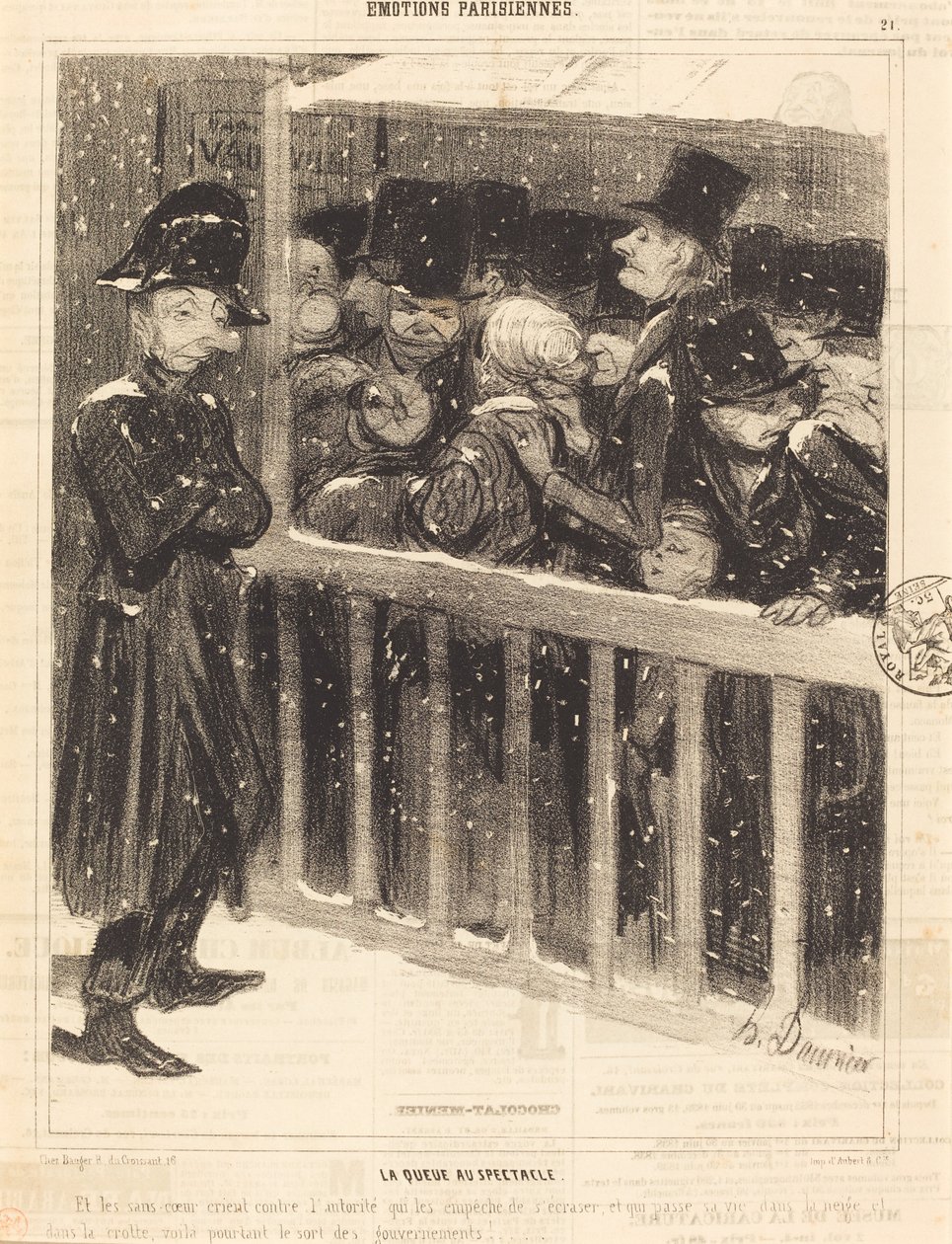 Kolejka na wystawie autorstwa Honoré Daumier
