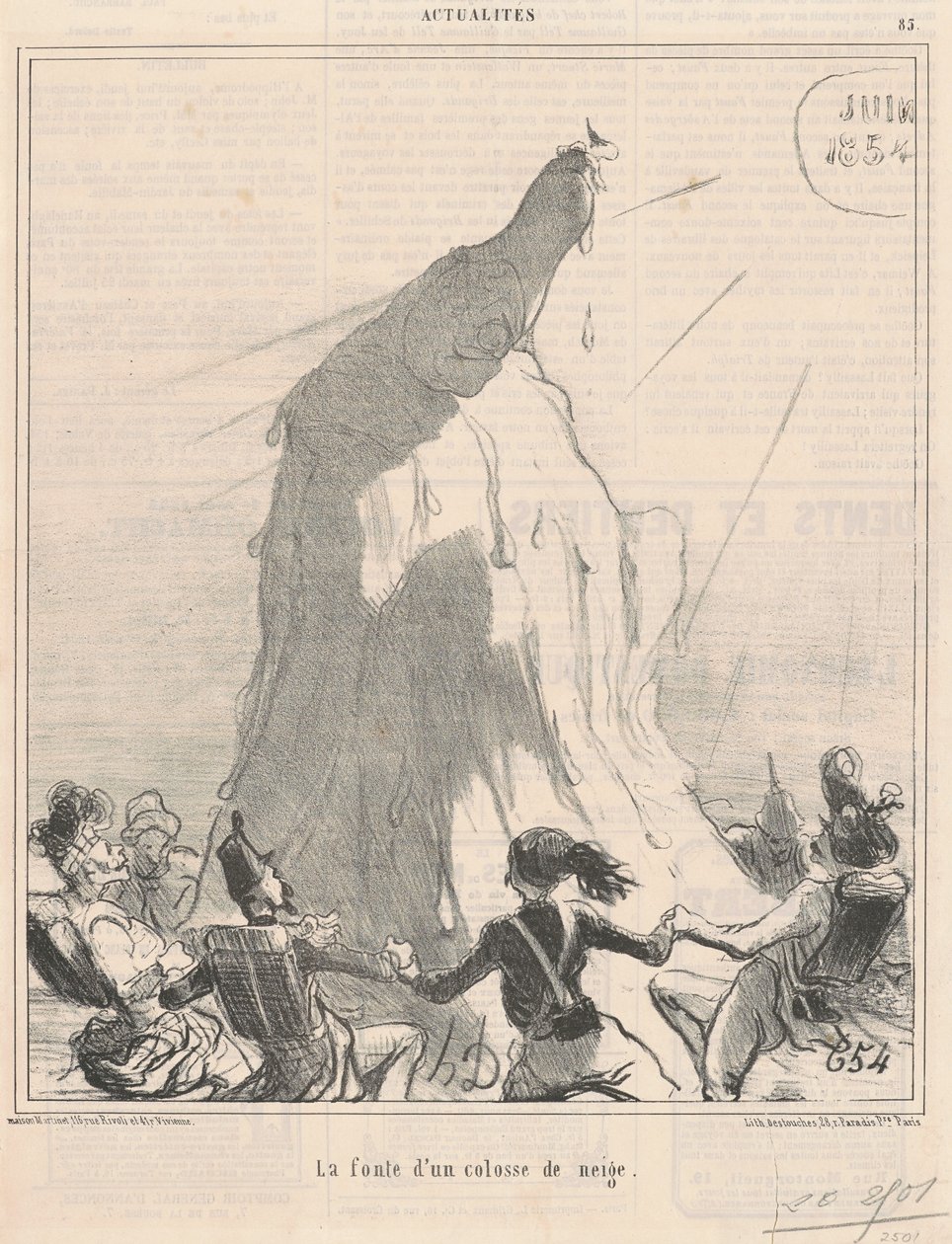 Topnienie śnieżnego kolosa autorstwa Honoré Daumier