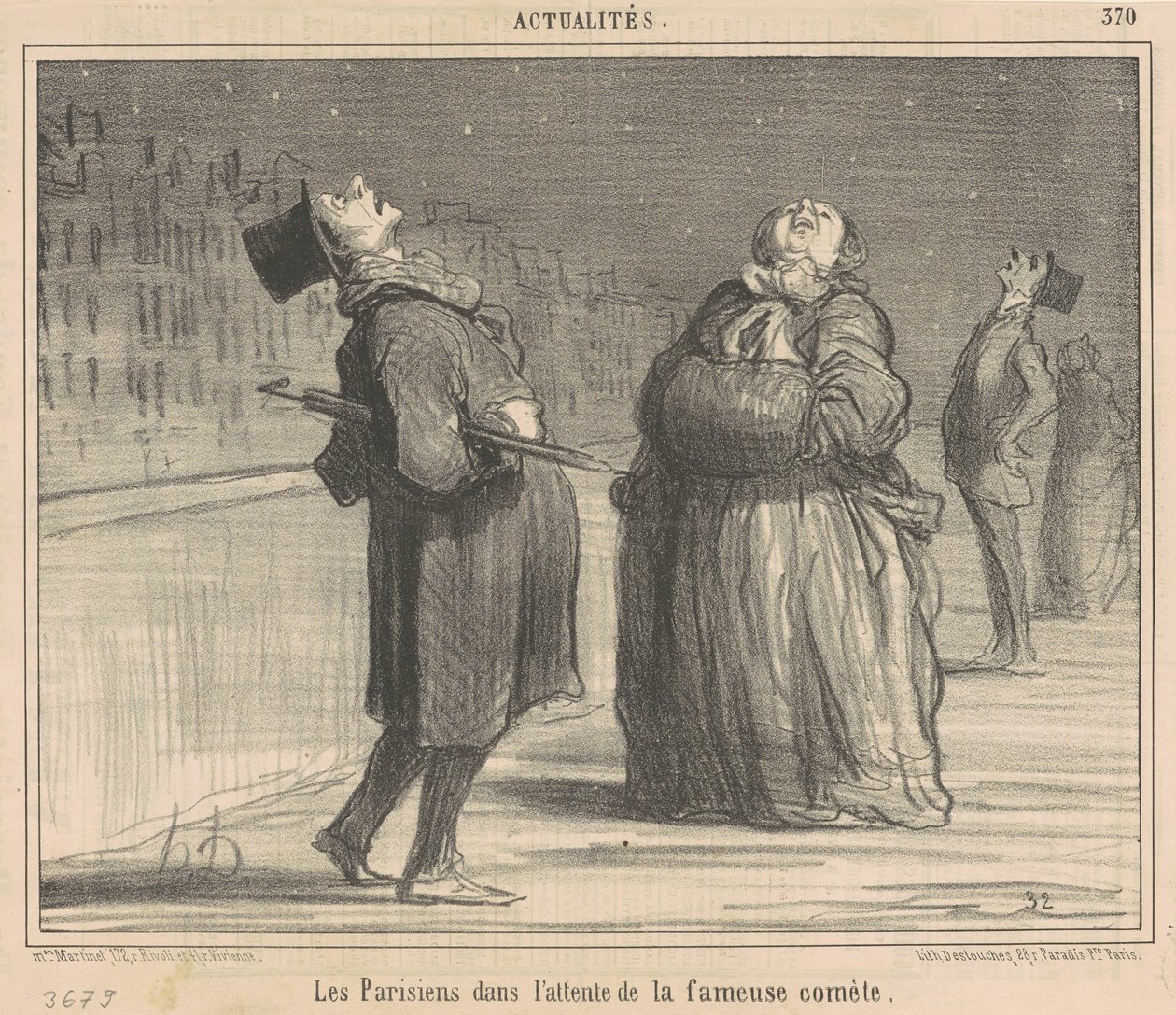 Paryżanie czekają na kometę autorstwa Honoré Daumier