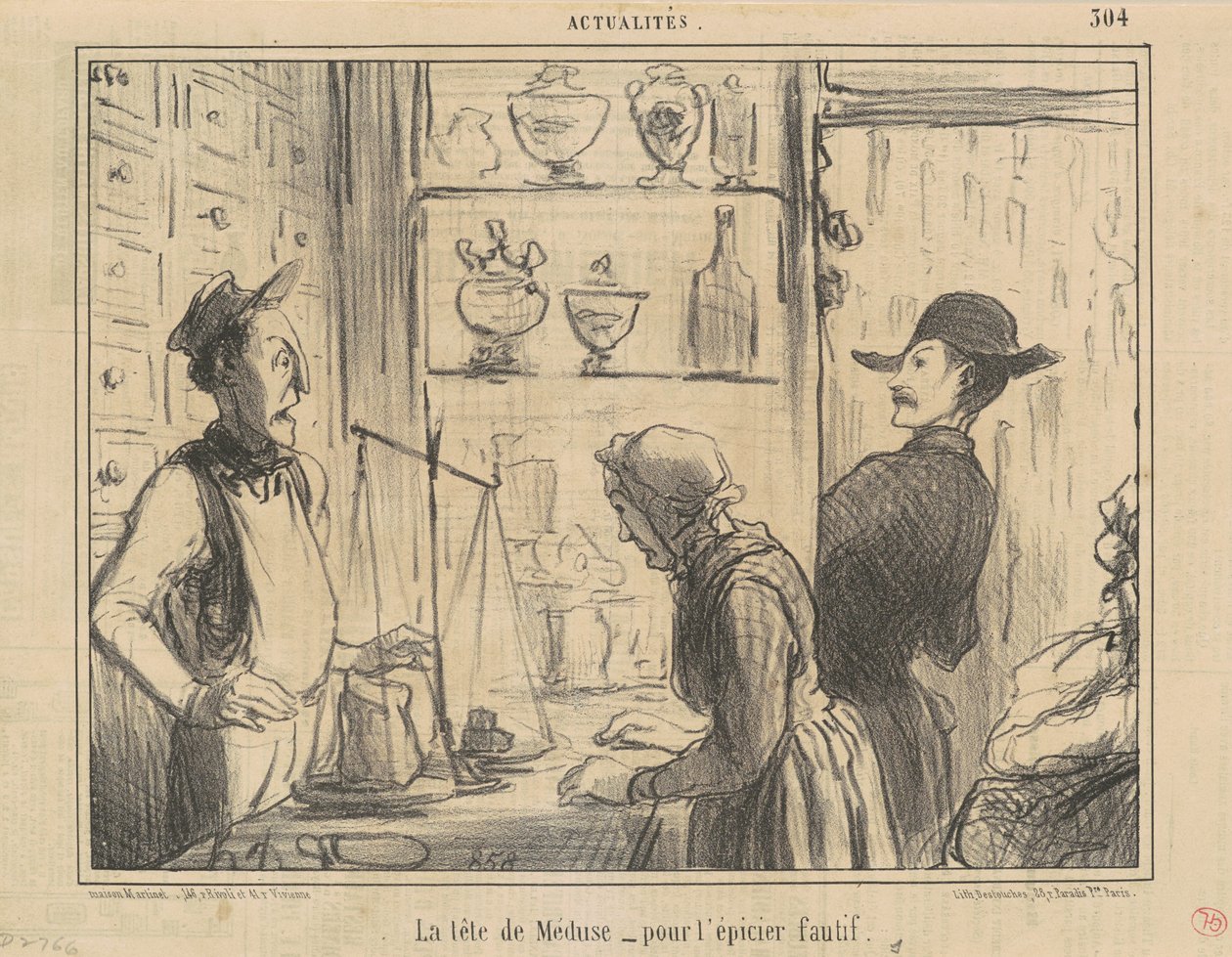 Głowa Meduzy dla obrażającego sklepikarza autorstwa Honoré Daumier