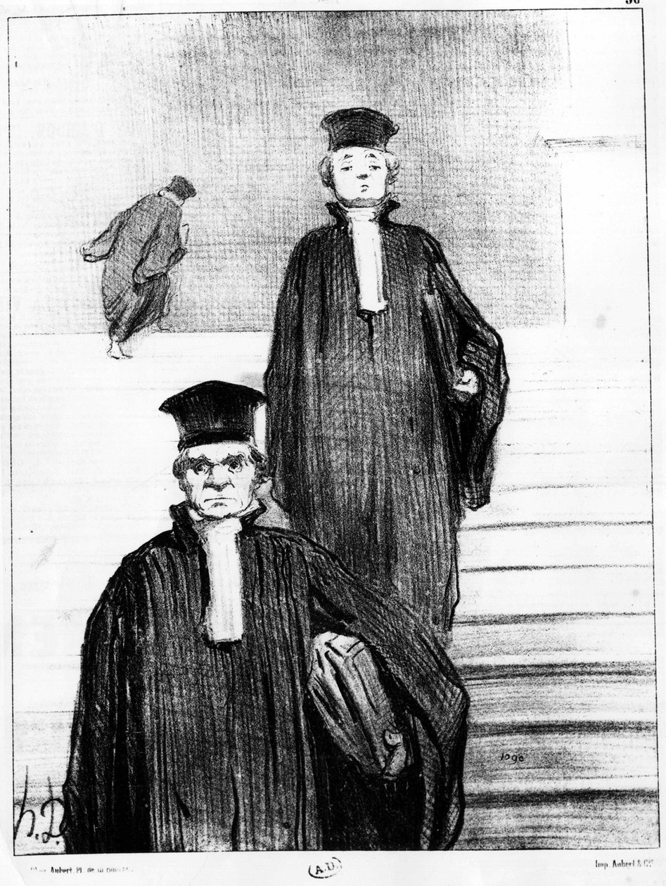 Prawnicy, karykatura autorstwa Honore Daumier (1808-1879). "Charivari" autorstwa Honoré Daumier