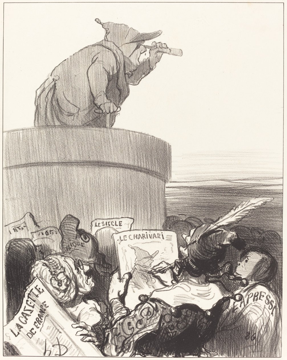 Konstytucja kontemplująca horyzont polityczny autorstwa Honoré Daumier