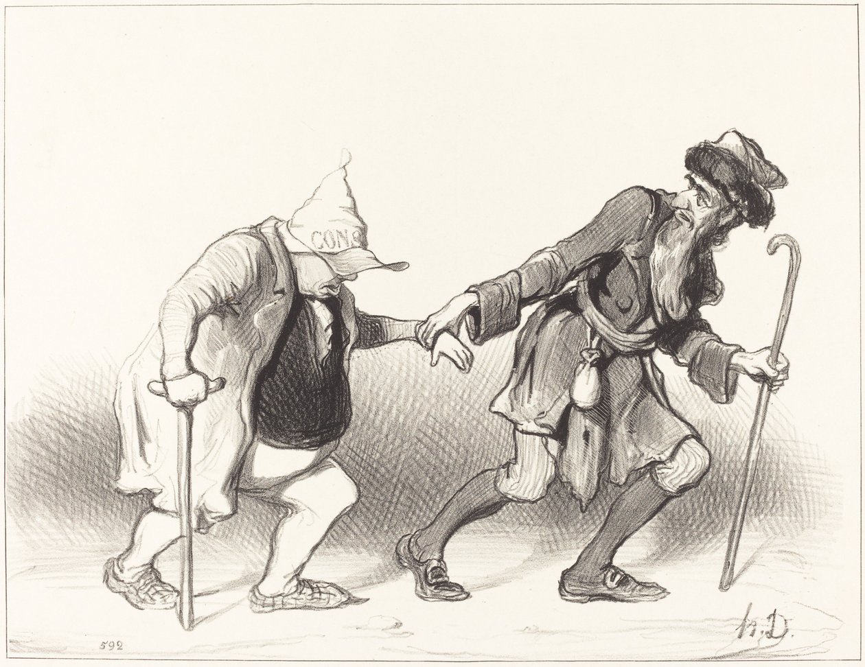 Żyd konstytucyjny i wędrujący autorstwa Honoré Daumier