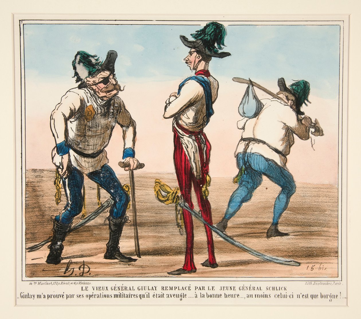 Stary generał Giulay zastąpiony przez młodego generała Schlick autorstwa Honoré Daumier