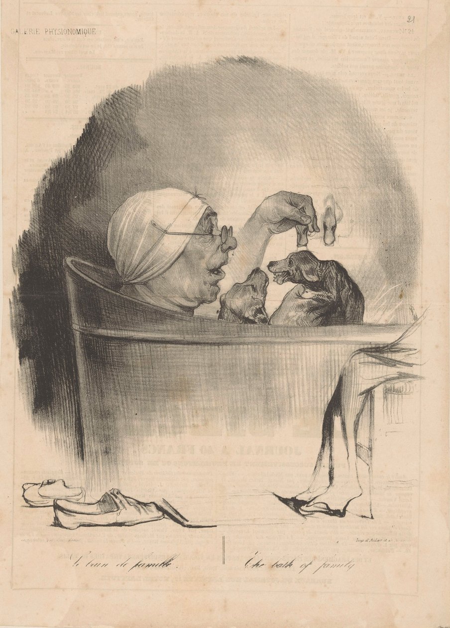 Le bain de famille Kąpiel rodziny, 1837. autorstwa Honoré Daumier