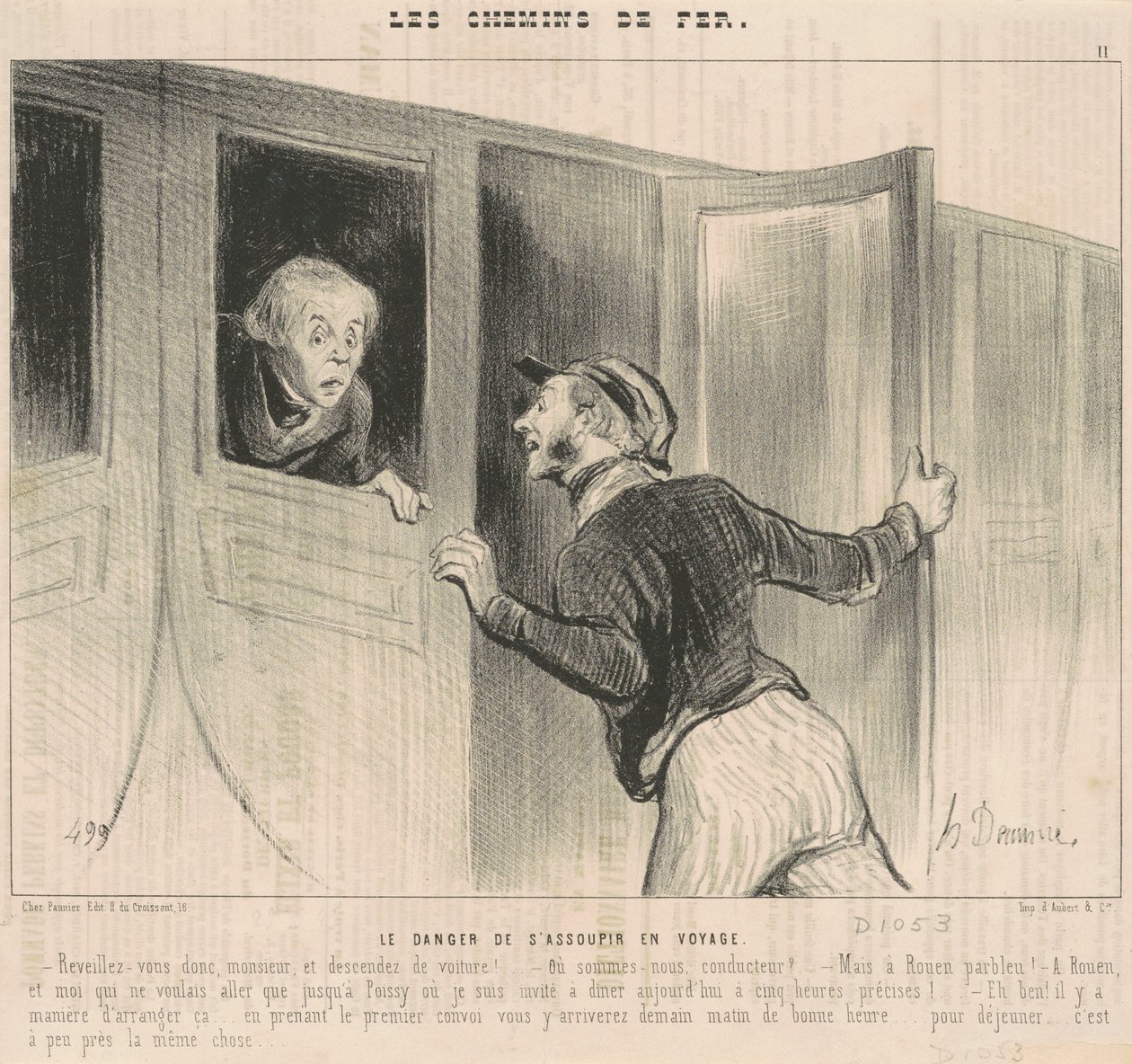 Niebezpieczeństwo zdrzemnięcia się podczas podróży autorstwa Honoré Daumier