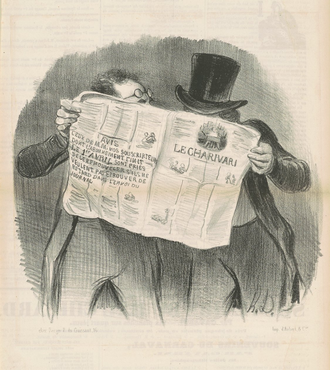Czytanie charivari autorstwa Honoré Daumier