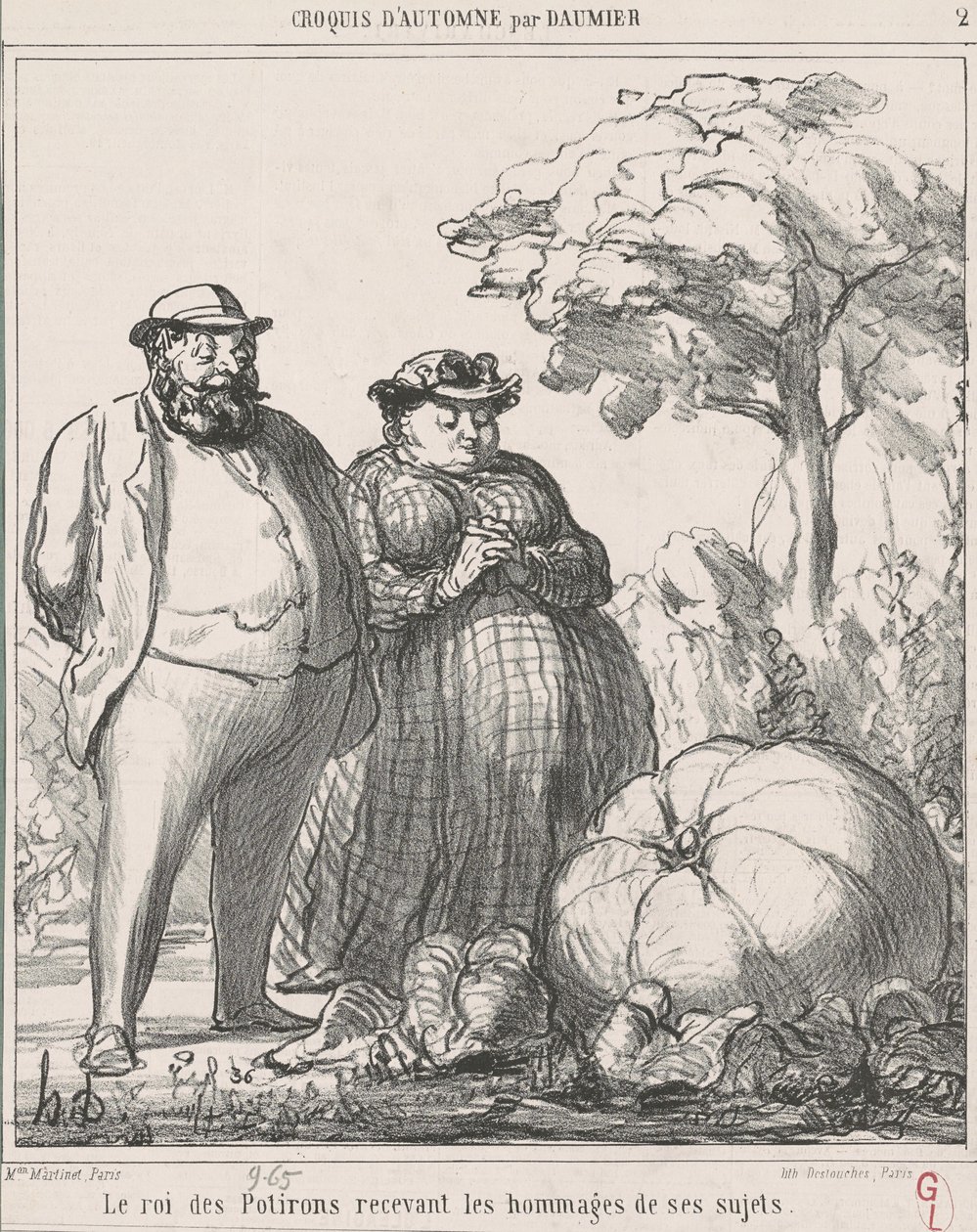 Król dyni odbierający hołd od swoich poddanych autorstwa Honoré Daumier