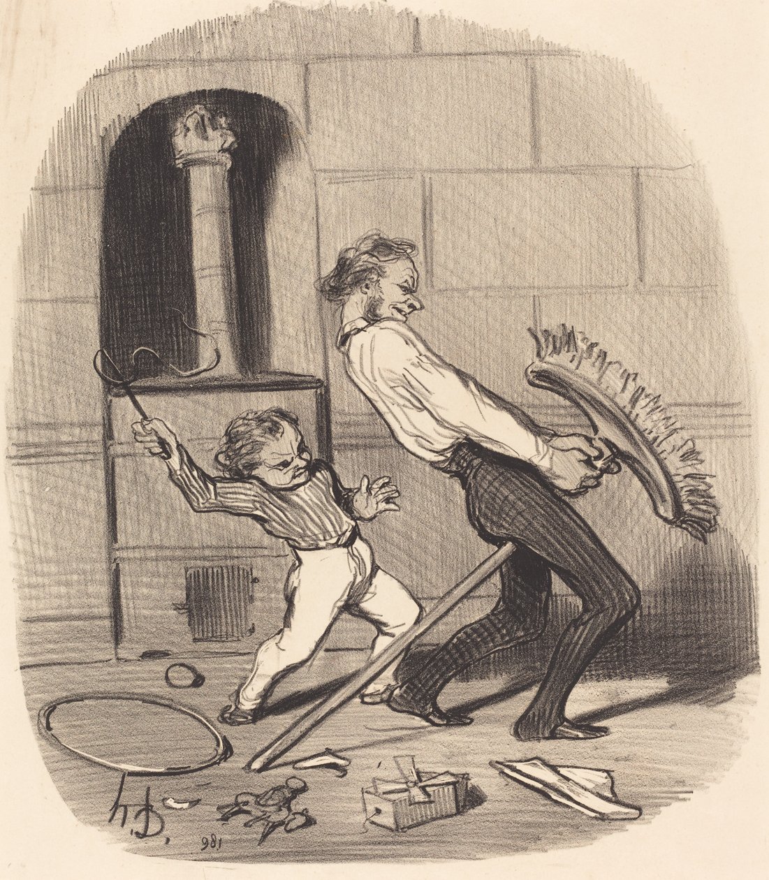 Lekcja jazdy konnej, liceum autorstwa Honoré Daumier