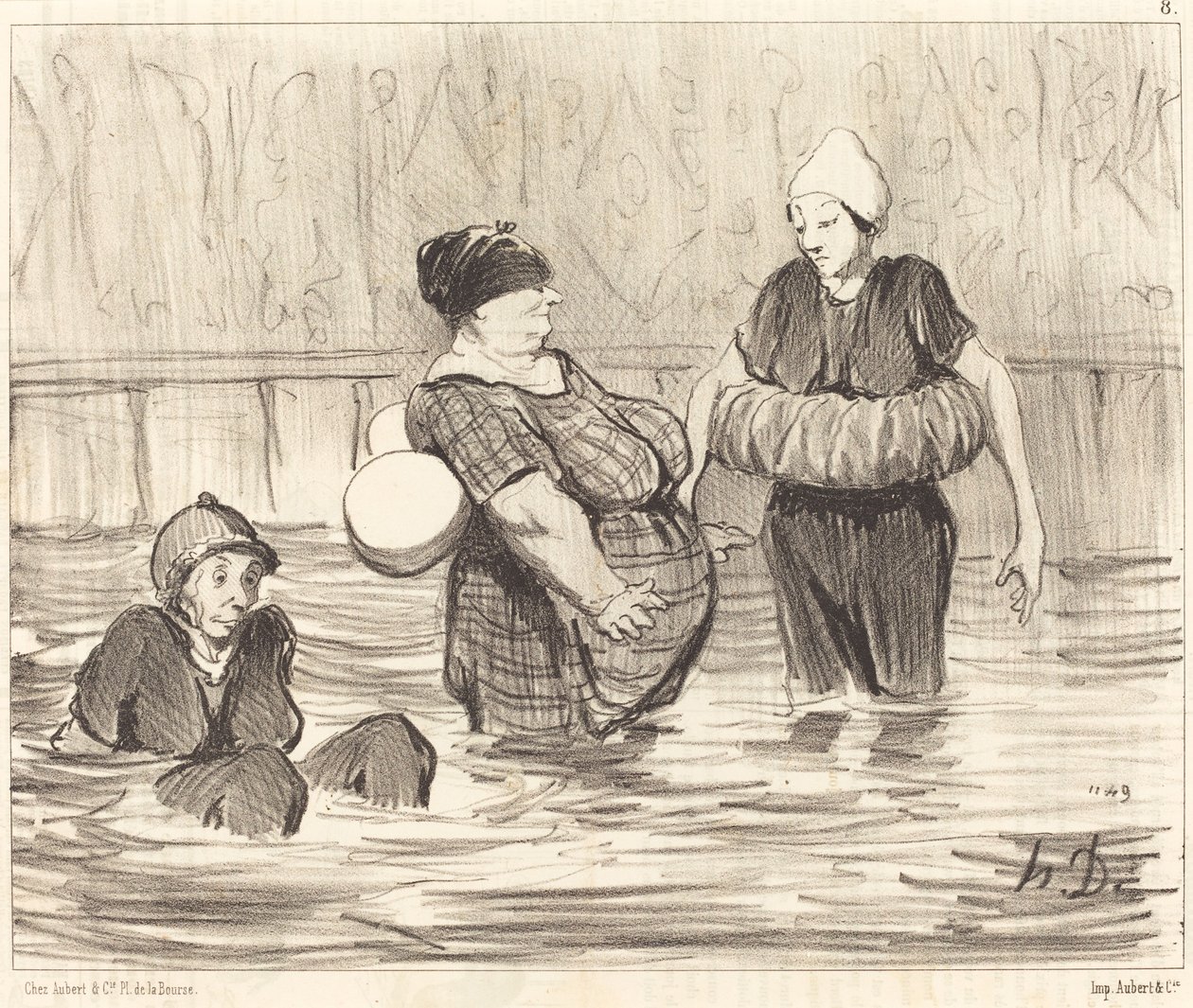 Ostrożni kąpiący się autorstwa Honoré Daumier