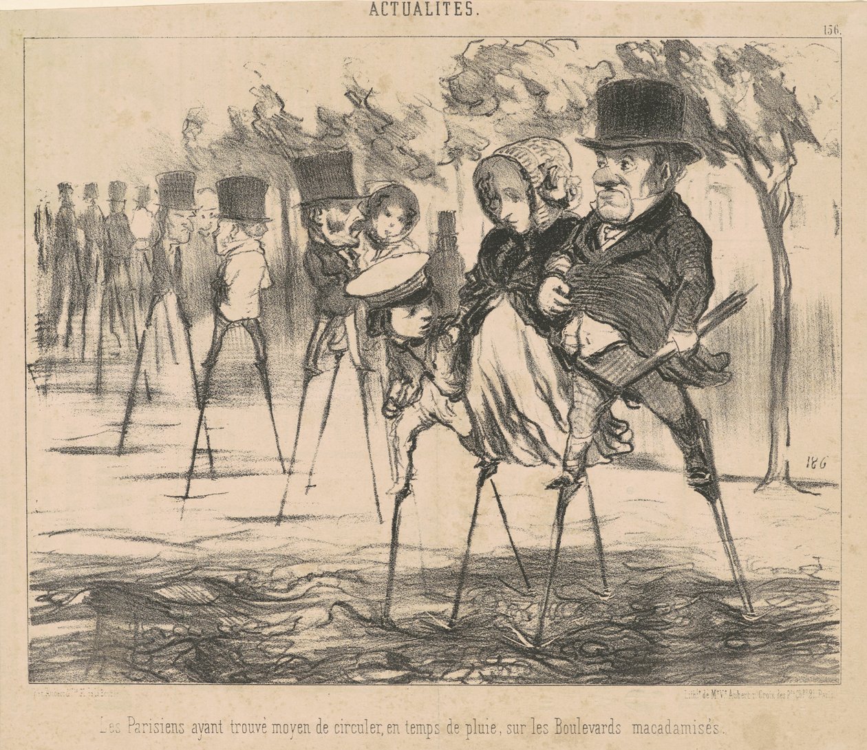 Paryżanie, którzy znaleźli sposób na poruszanie się... autorstwa Honoré Daumier