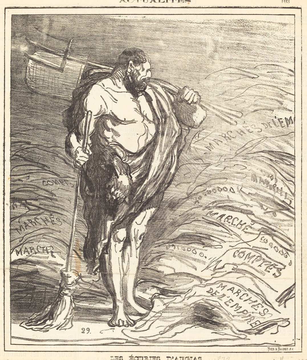 Stajnie Augeas autorstwa Honoré Daumier