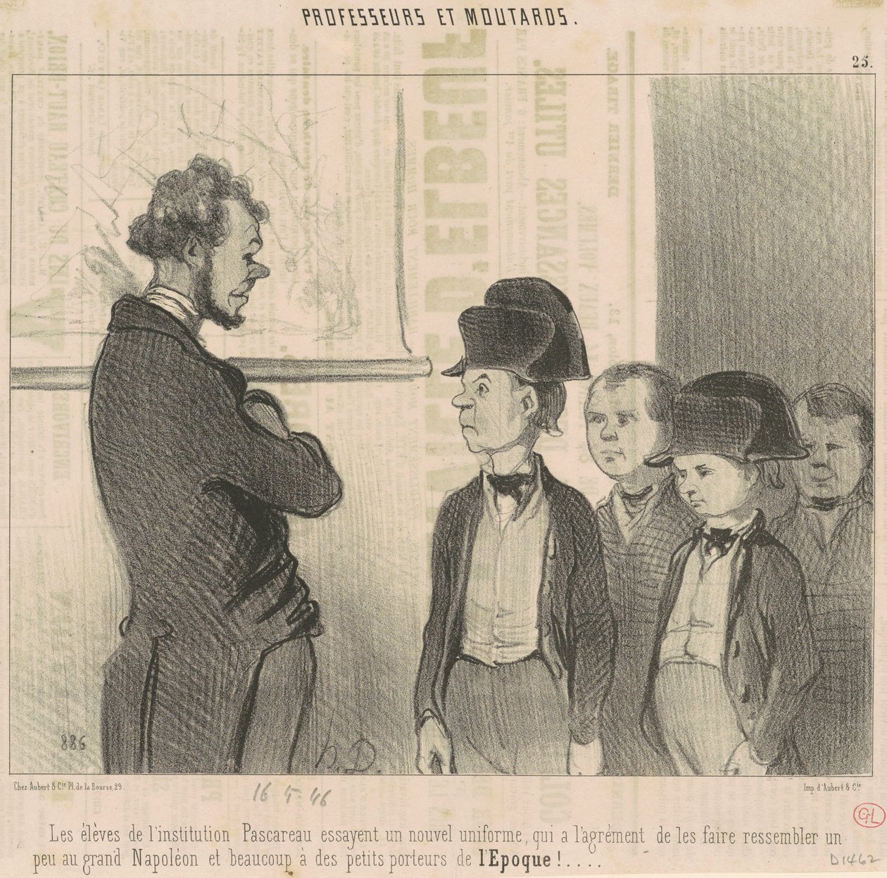 Uczniowie placówki Pascareau przymierzają nowy mundur... autorstwa Honoré Daumier