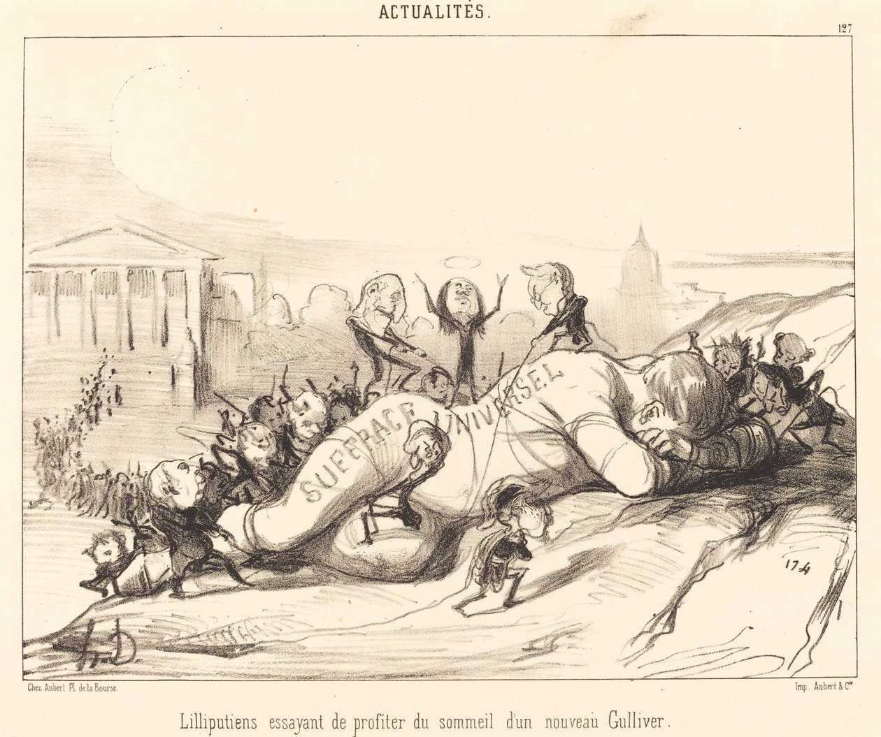 Lilliputi próbują cieszyć się snem... autorstwa Honoré Daumier
