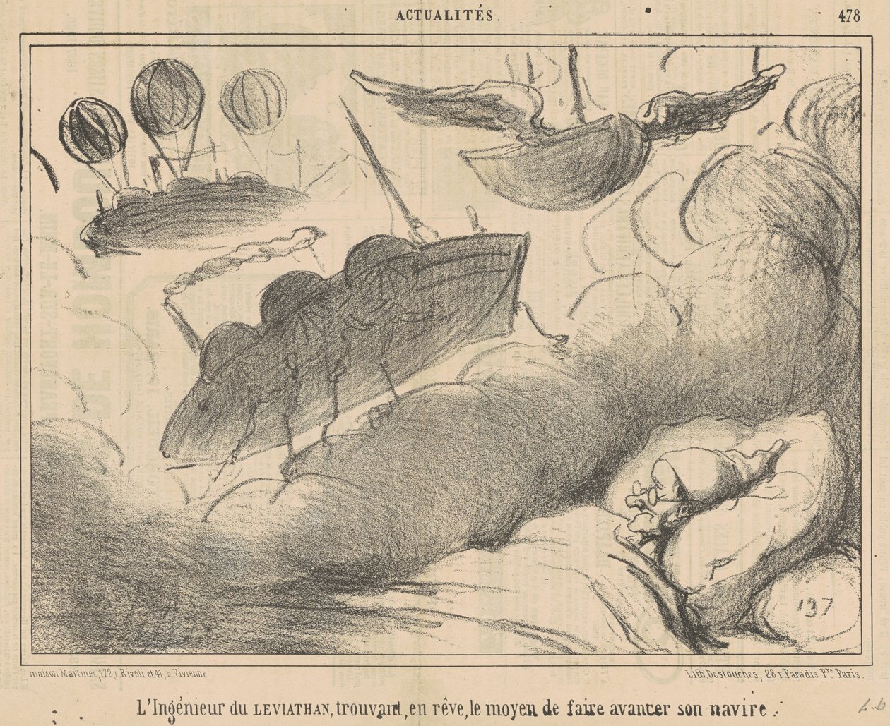 Inżynier Lewiatana odkrywa, we śnie... autorstwa Honoré Daumier