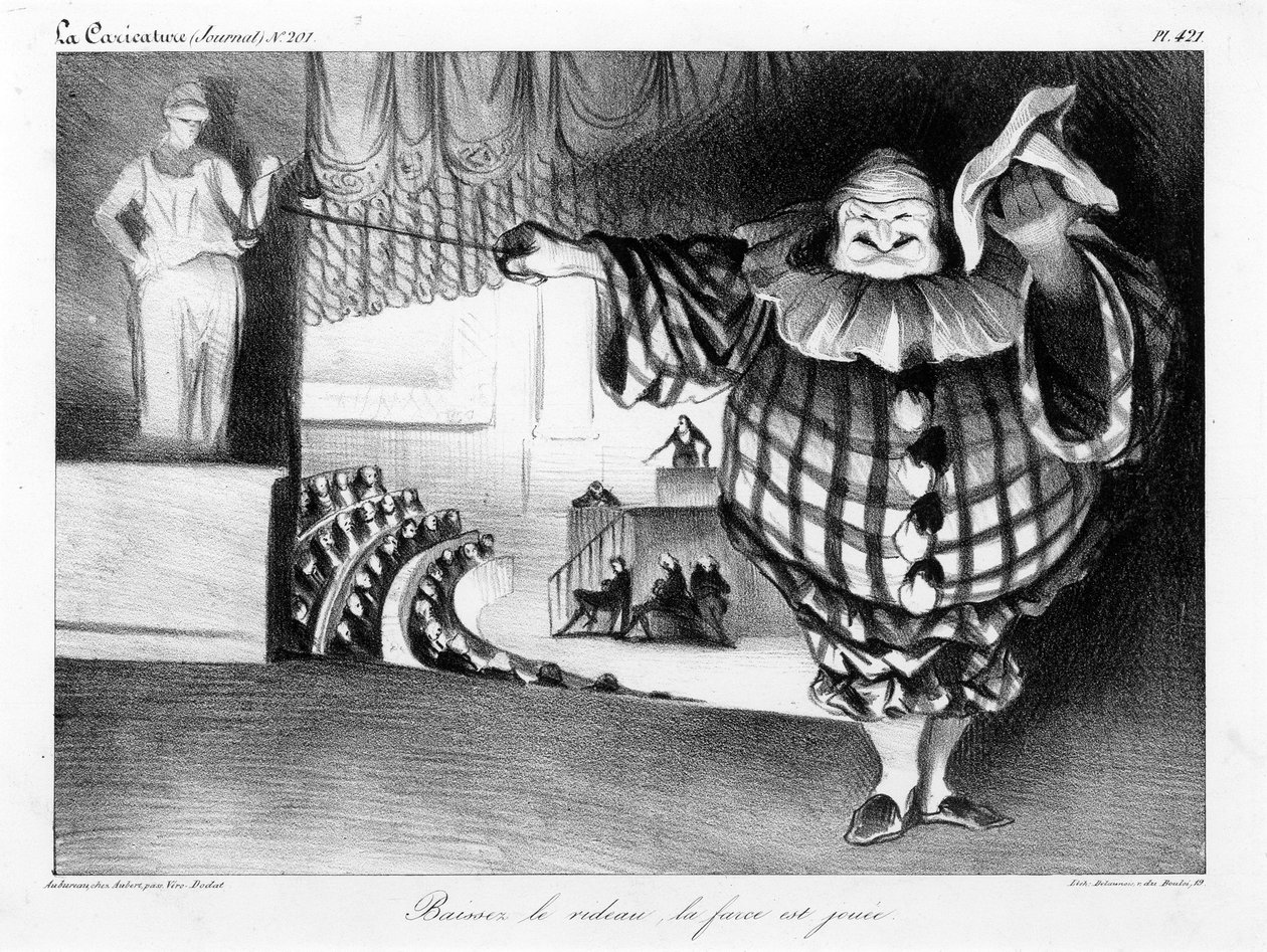 Opuść kurtynę, farsa kończy się płyta 421 autorstwa Honoré Daumier