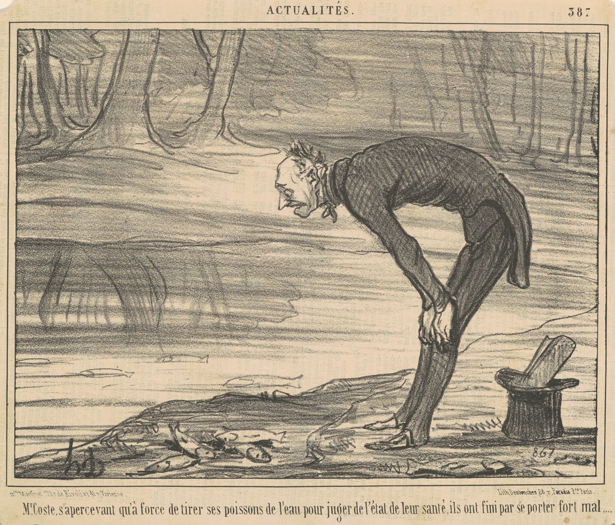 M. Coste, zdając sobie z tego sprawę dzięki strzelaninie autorstwa Honoré Daumier