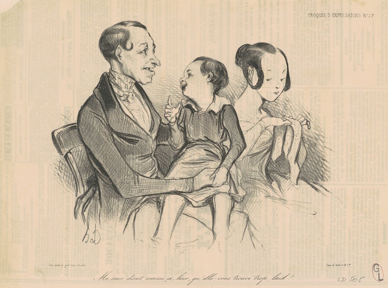 Moja siostra powiedziała wczoraj tak, że uważa, że ​​jesteś za brzydki! autorstwa Honoré Daumier