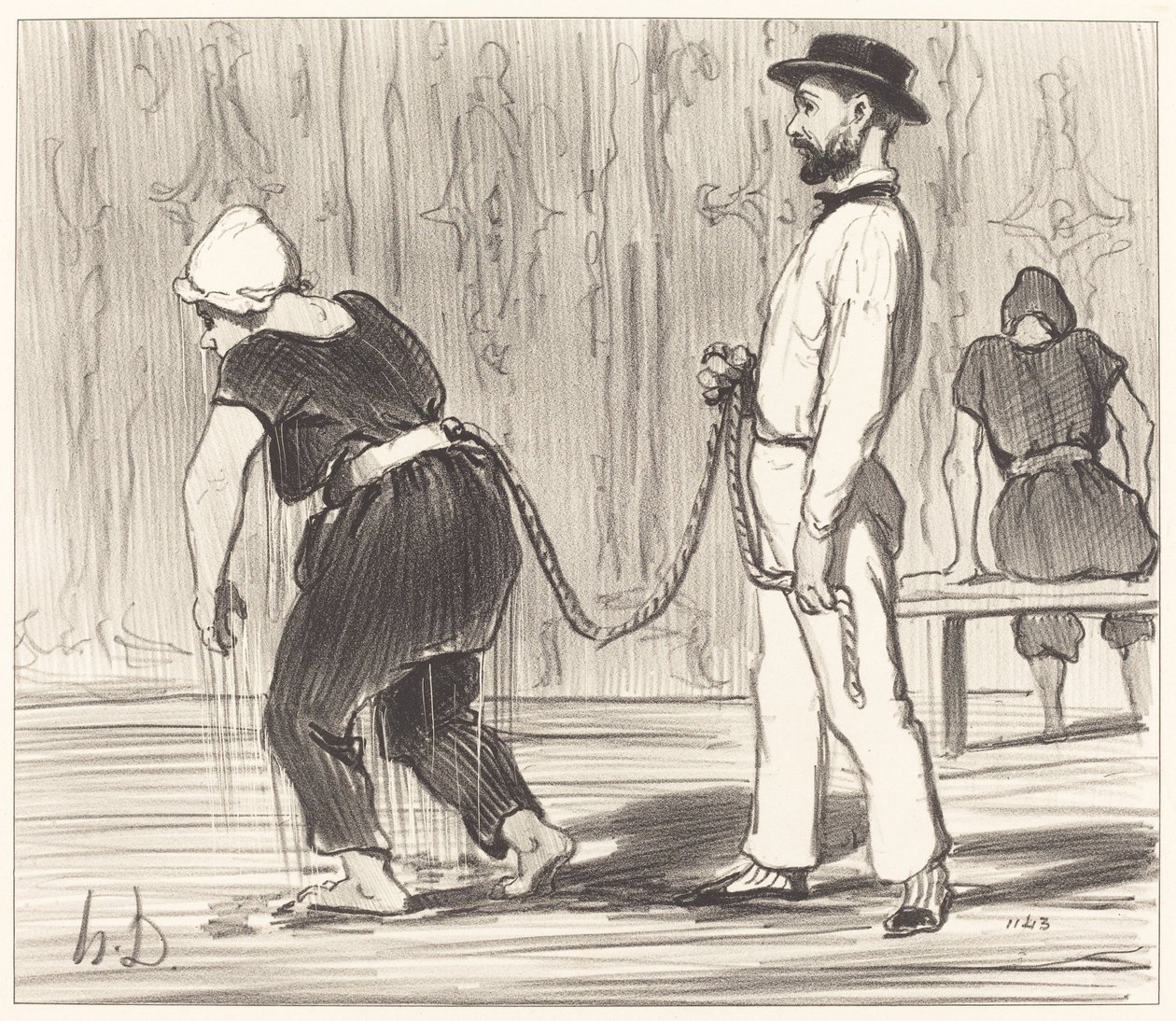 Madame Rabourdeau ma swoją pierwszą lekcję autorstwa Honoré Daumier