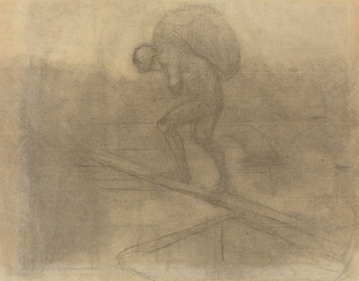 Mężczyzna niosący worek autorstwa Honoré Daumier