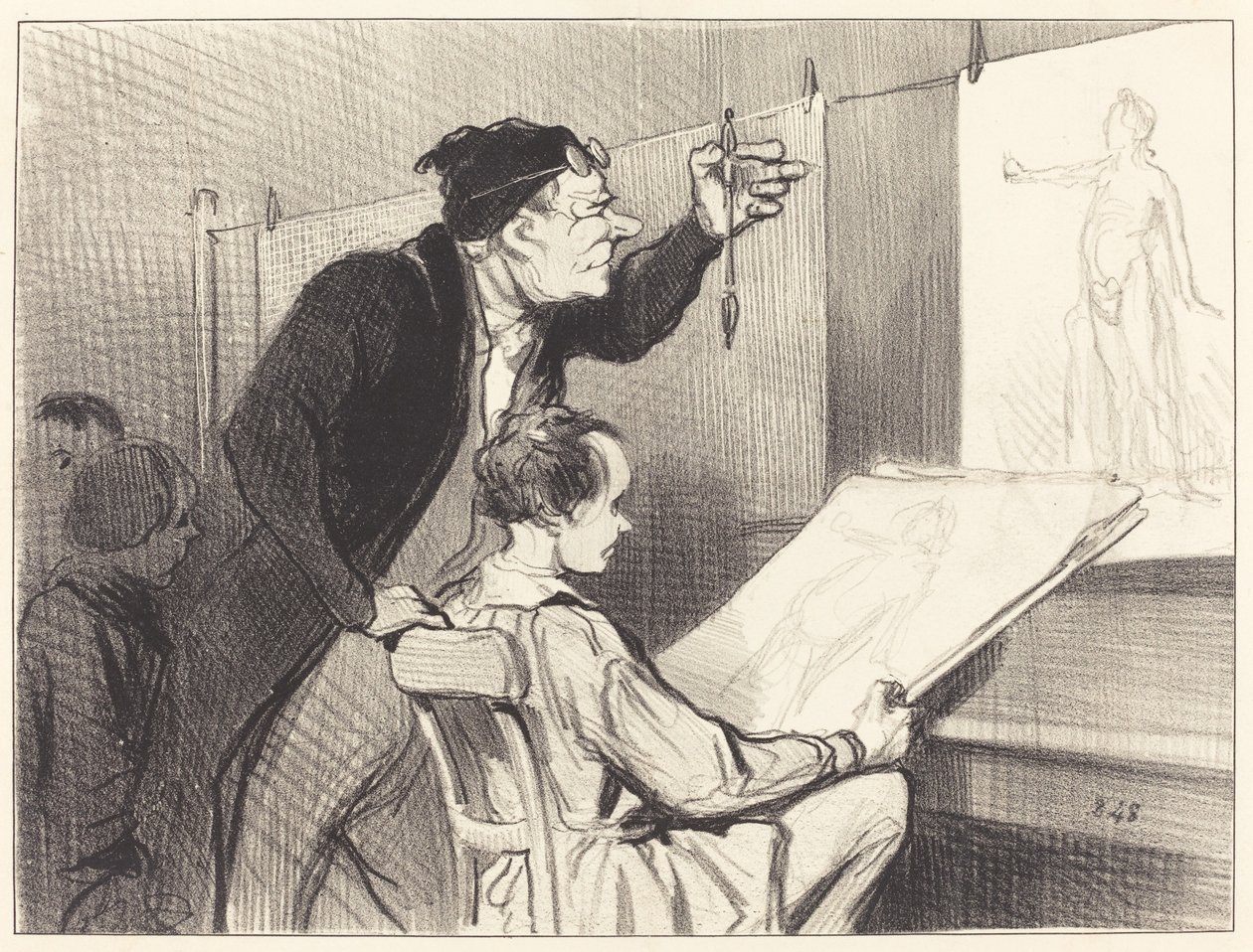 Bolesna i delikatna misja nauczyciela rysunku... autorstwa Honoré Daumier