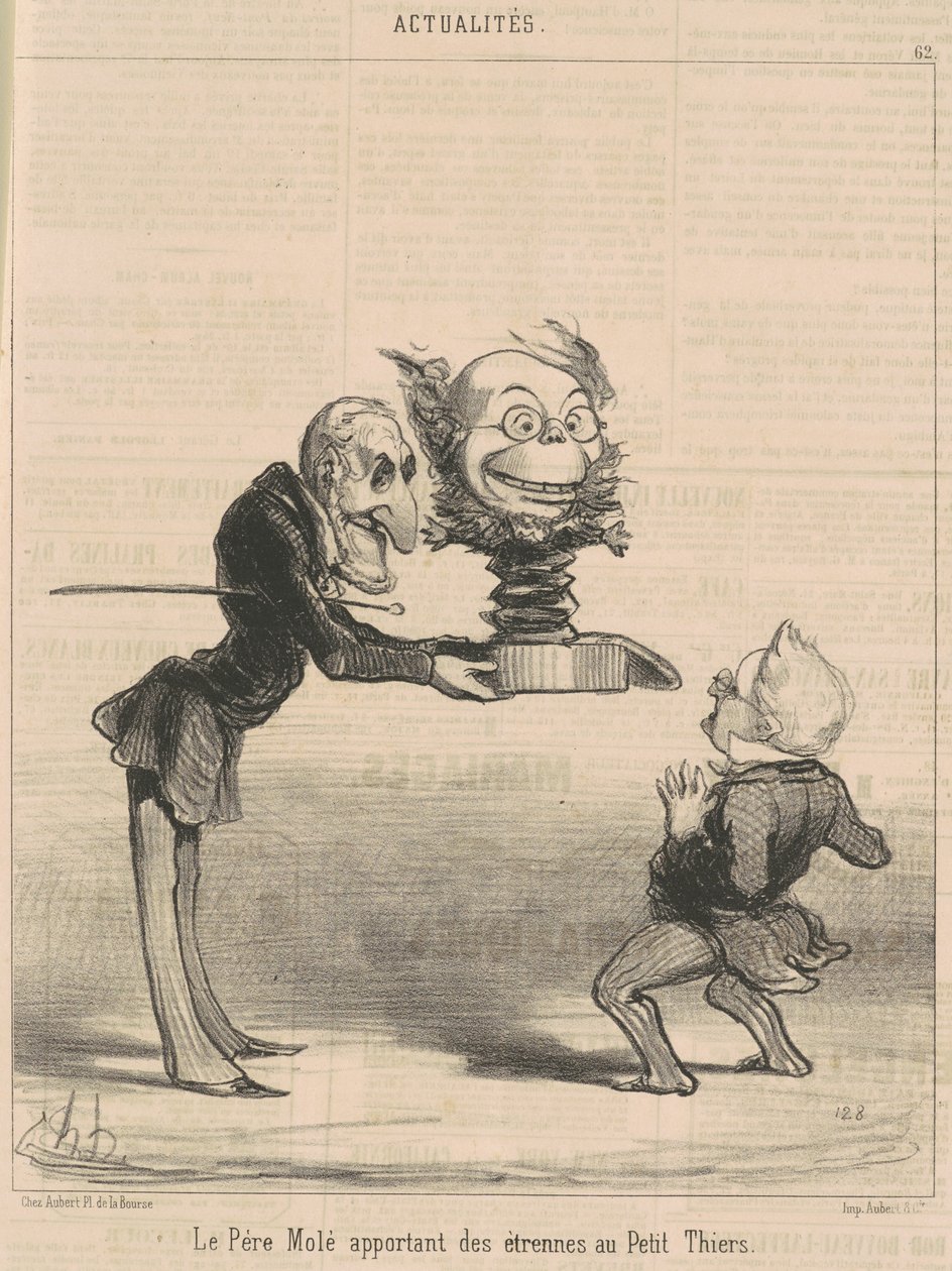 Molé przynosi prezenty Petit Thiers autorstwa Honoré Daumier