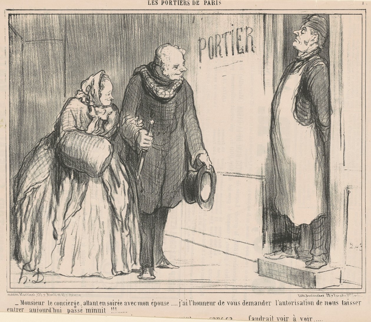 Pan konsjerż idzie wieczorem autorstwa Honoré Daumier