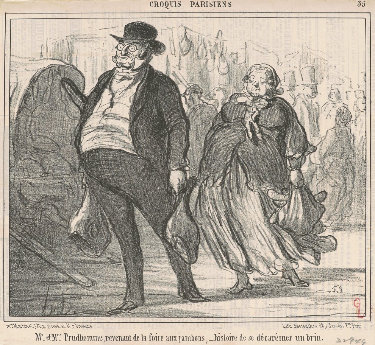 Państwo Prudohomme wracają z targów... autorstwa Honoré Daumier