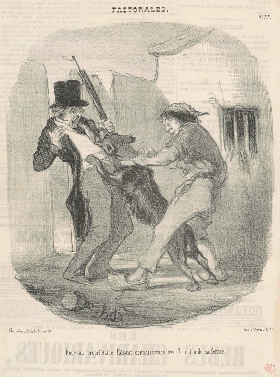 Nowy właściciel poznaje psa... autorstwa Honoré Daumier