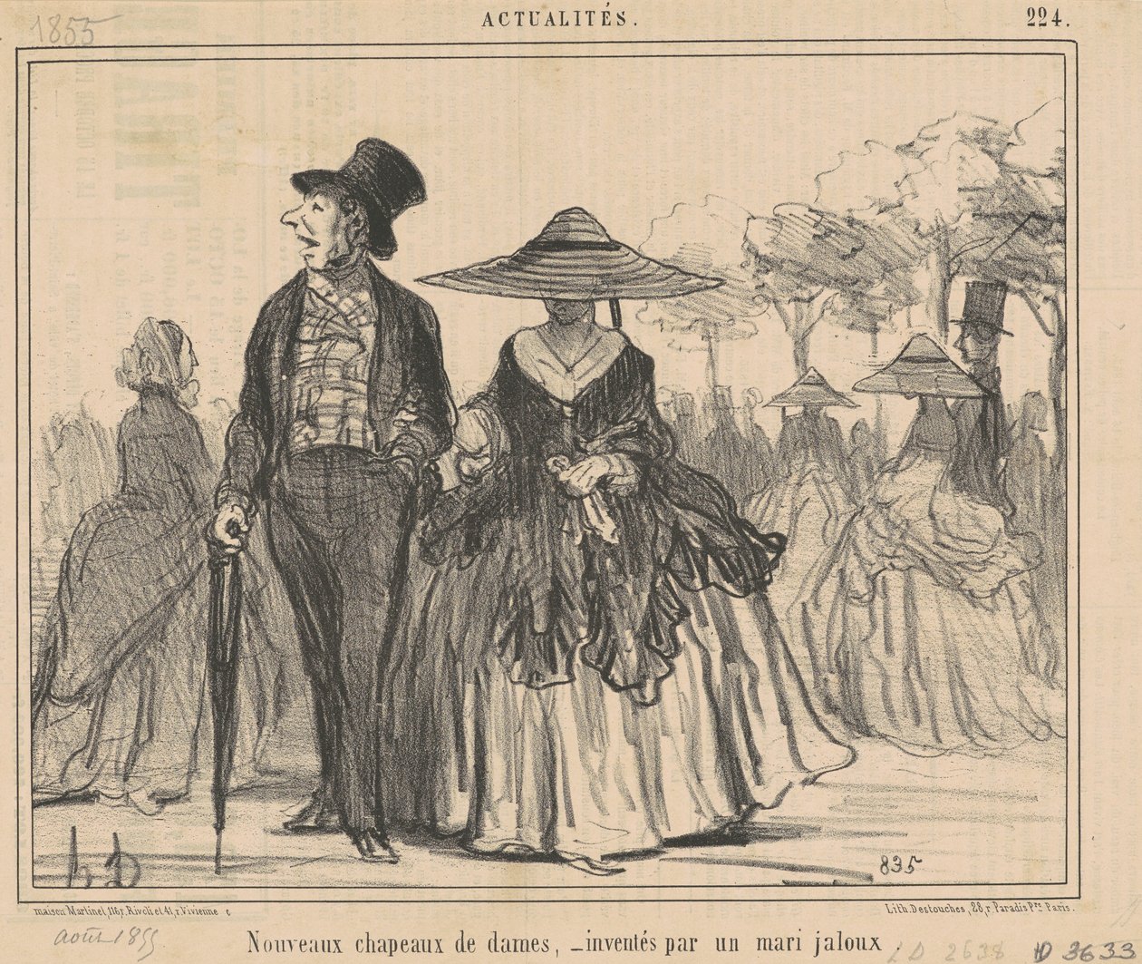 Nowe czapki damskie... autorstwa Honoré Daumier
