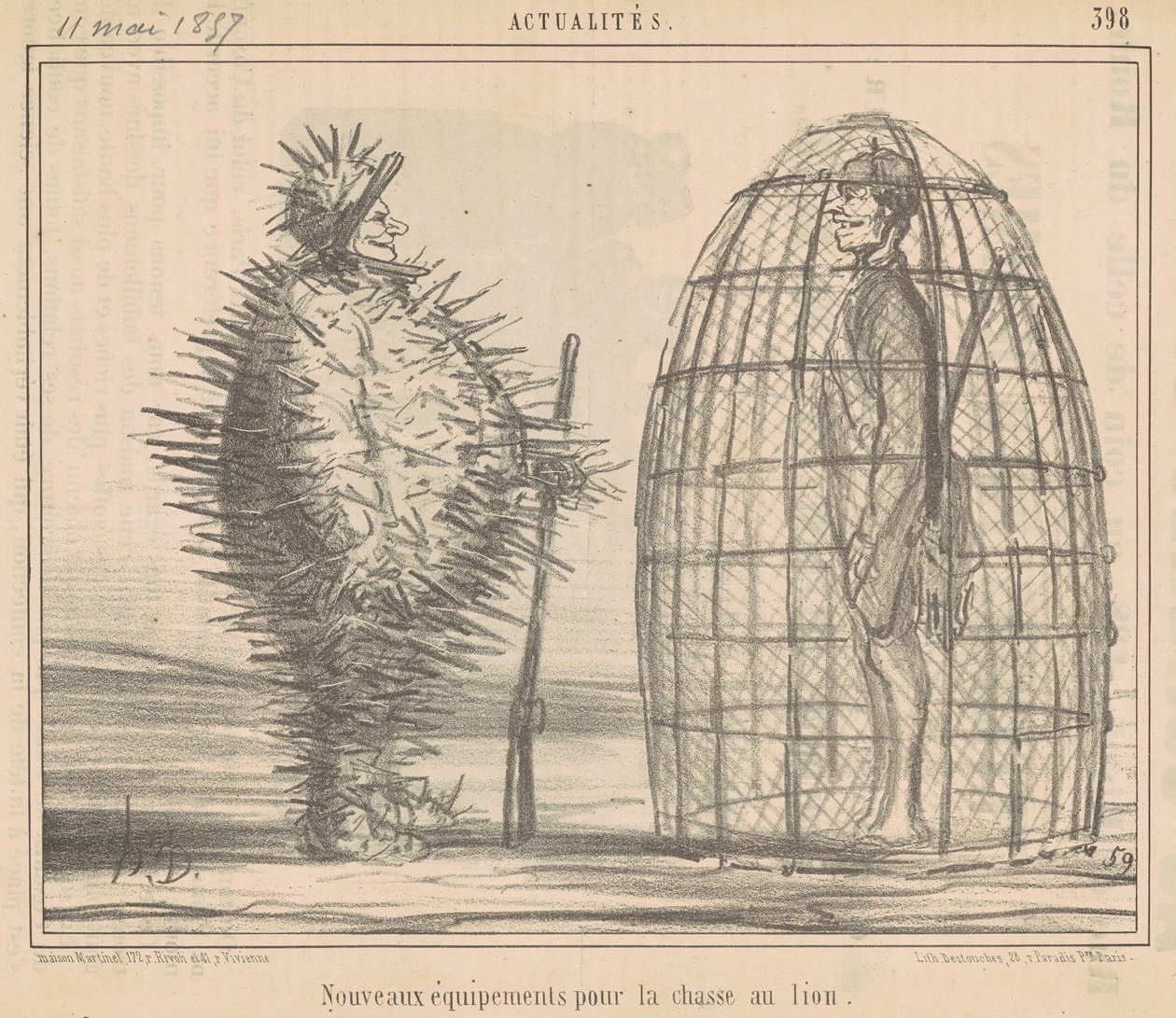 Nowy sprzęt do polowania na lwy autorstwa Honoré Daumier