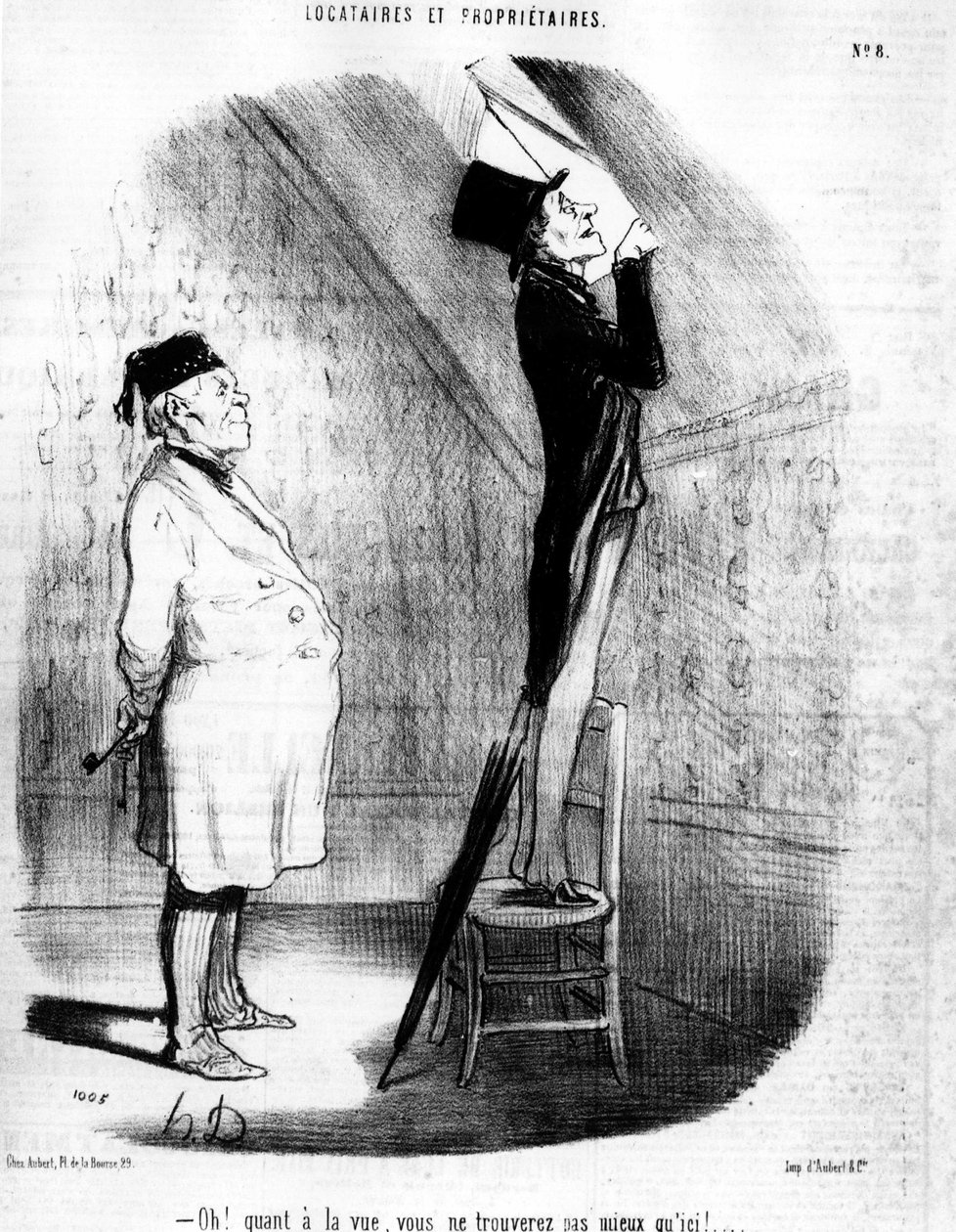 A co do widoku, to nie znajdziesz lepszego niż tutaj!... , zaczerpnięte z "Tenants et Owners", serii komiksów Honore Daumiera (1808-1879). "Charivari" autorstwa Honoré Daumier