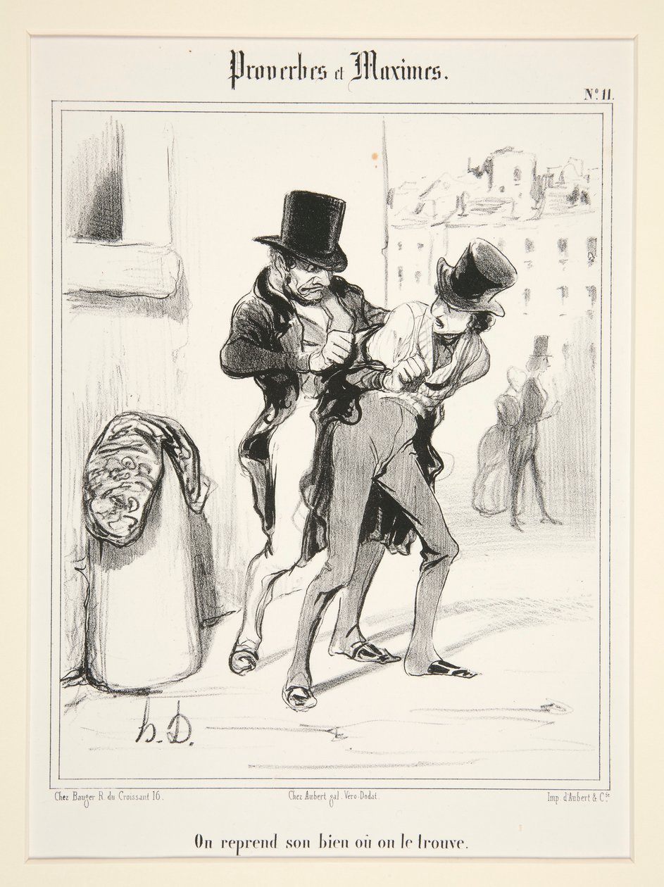 Odbieramy naszą własność lub ją odnajdujemy, tablica 11 z Proverbes et Maximes autorstwa Honoré Daumier